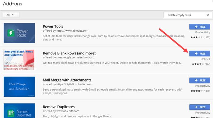 Cách xóa hàng trống trong Google Sheets